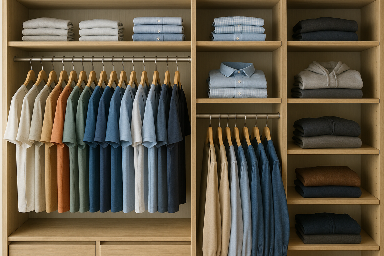wardrobe full of men cloths tshirts and shirts and all but not to add bags shoes and exrta stuff